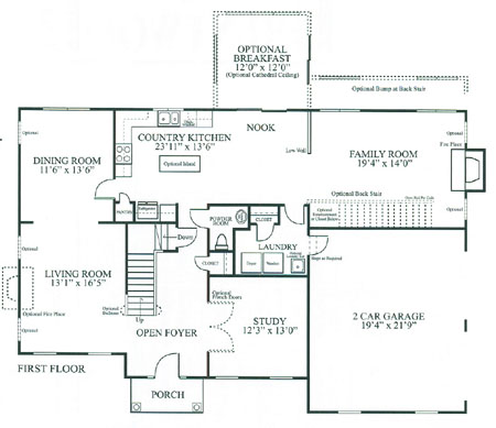 First Floor Plan of the Brandywine Model
at Brentwood