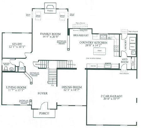 First Floor Plan of the Hawthorne Model
at Brentwood